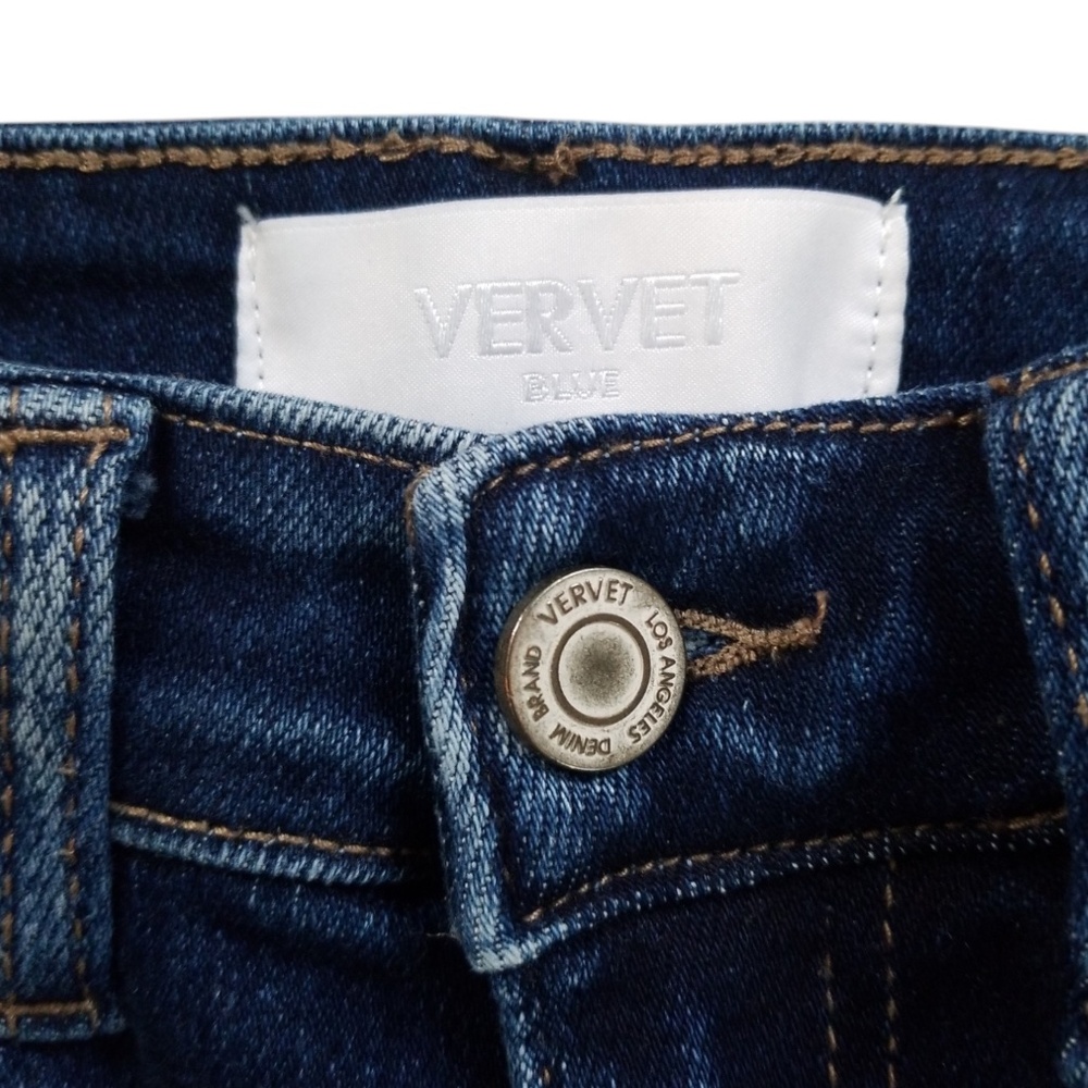 Vervet Blue Stretch High Rise Slim Frayed‎ Hem Crop Jeans Size 25 - Picture 6 of 14